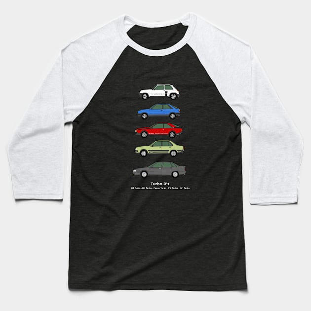 Renault Turbo classic car collection Baseball T-Shirt by RJW Autographics